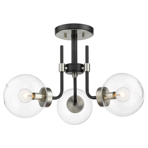 Z-Lite Parsons Matte Black & Brushed Nickel Semi-Flush Mount by Z-Lite 477-3SF-MB-BN