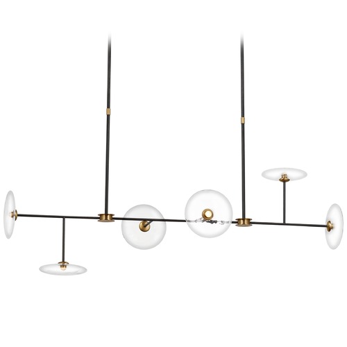 Visual Comfort Signature Collection Ian K. Fowler Calvino Linear Chandelier in Aged Iron by Visual Comfort Signature S5695AIHABCG