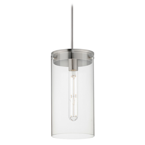 Maxim Lighting Pinn Satin Nickel Mini-Pendant Light with Cylindrical Shade