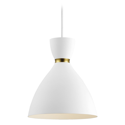 Carillon White & Satin Brass Mini Pendant by Maxim Lighting