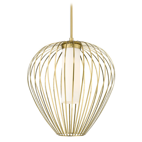 Z-Lite Savanti Modern Gold Pendant Light with Cylindrical Shade
