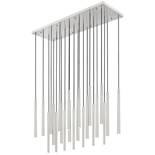 Z-Lite Z-Lite Forest Brushed Nickel LED Multi-Light Pendant with Cylindrical Shade 919MP24-23L-BN-LED