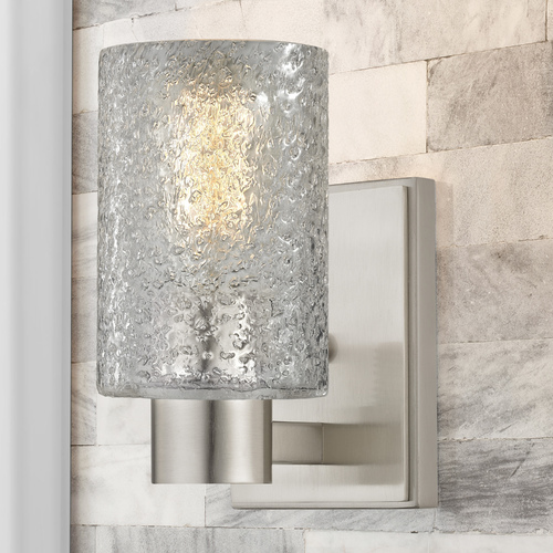 Ice Glass Sconce Satin Nickel