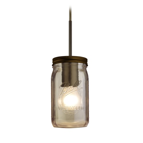 Canning Jar Light Mini-Pendant Smoke Glass Bronze