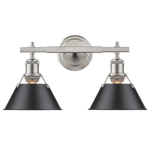 Golden Lighting Orwell 18.25-Inch Bath Light in Pewter & Black by Golden Lighting 3306-BA2 PW-BLK