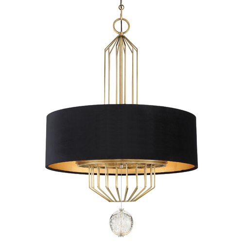 Grandeur 6-Light Velvet Pendant in Aged Antique Brass by Metropolitan
