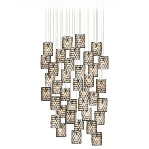Currey & Company Regatta 36-Light Multi-Drop Pendant in Cupertino Silver
