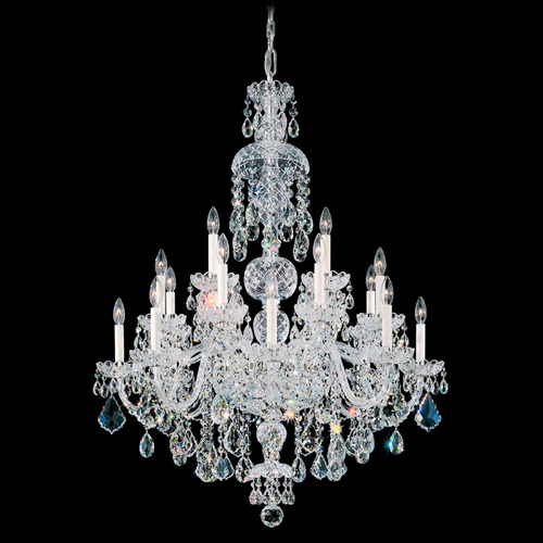 Schonbek Worldwide Lighting Olde World Polished Silver Crystal Chandelier
