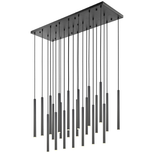 Z-Lite Forest Matte Black LED Multi-Light Pendant with Cylindrical Shade