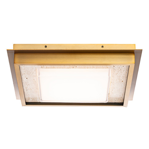 Modern Forms by WAC Lighting Modern Forms Grandstand Beige Travertine / Aged Brass LED Flushmount Light FM212614-WV/AB