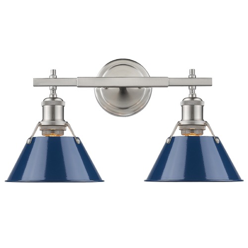 Orwell 18.25-Inch Bath Light in Pewter & Navy Blue by Golden Lighting