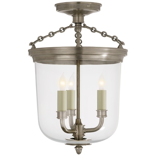 Visual Comfort Signature Collection Thomas OBrien Merchant Semi-Flush Mount in Nickel by Visual Comfort Signature TOB4212AN