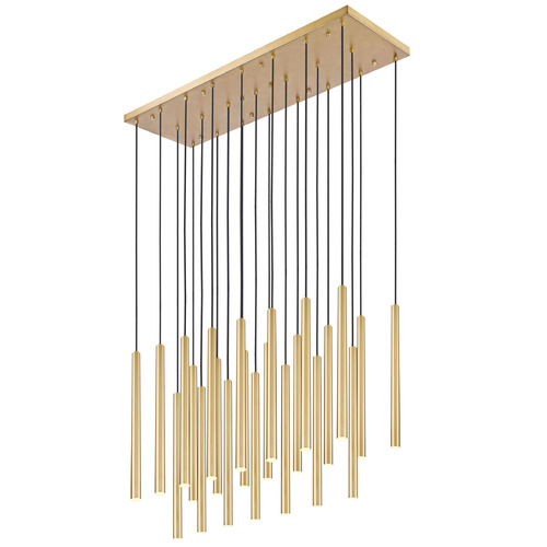 Z-Lite Forest Modern Gold LED Multi-Light Pendant with Cylindrical Shade