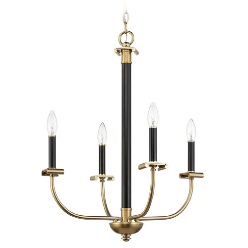 Craftmade Lighting Stanza Flat Black & Satin Brass Mini-Chandelier by Craftmade Lighting 54824-FBSB