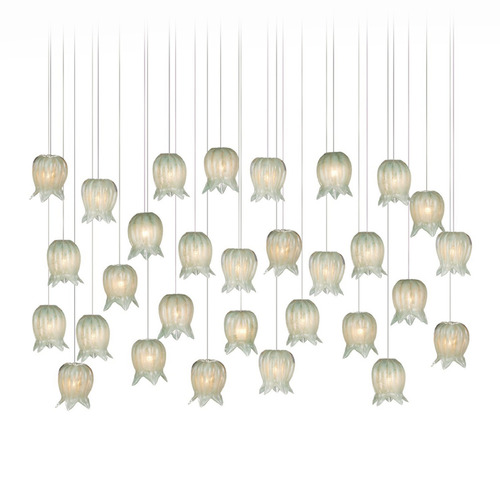 Currey and Company Polpo Green / Silver Multi-Light Pendant with Bell Shade