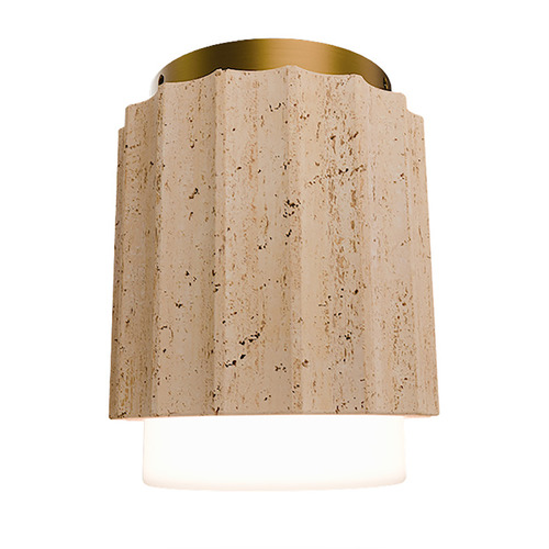 Modern Forms Caviar Beige Travertine / Aged Brass LED Flushmount Light