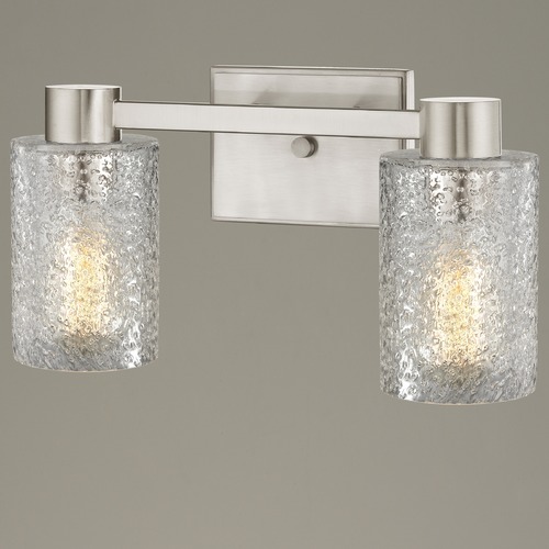 Design Classics Lighting 2-Light Ice Glass Bathroom Vanity Light, Satin Nickel 2102-09 GL1060C