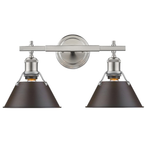Orwell 18.25-Inch Bath Light in Pewter & Rubbed Bronze by Golden Lighting