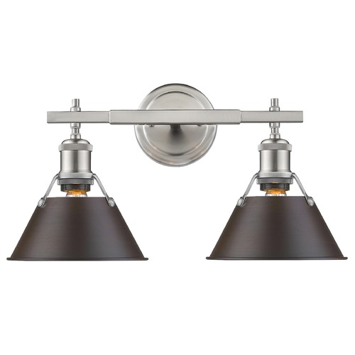 Golden Lighting Orwell 18.25-Inch Bath Light in Pewter & Rubbed Bronze by Golden Lighting 3306-BA2 PW-RBZ