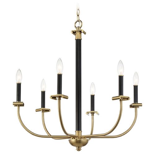 Craftmade Lighting Stanza Flat Black & Satin Brass Chandelier by Craftmade Lighting 54826-FBSB