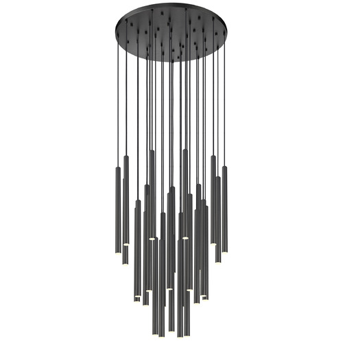Z-Lite Forest Matte Black LED Multi-Light Pendant with Cylindrical Shade