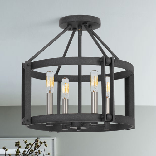 Victor Mottled Black Semi-Flush by Quoizel Lighting