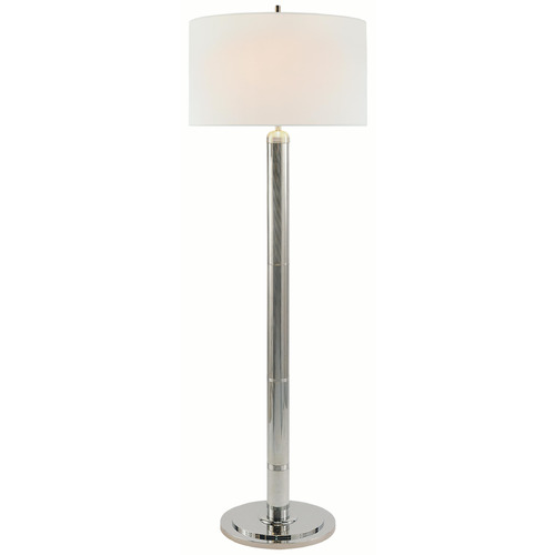 Visual Comfort Signature Collection Longacre Polished Nickel Floor Lamp with Drum Shade
