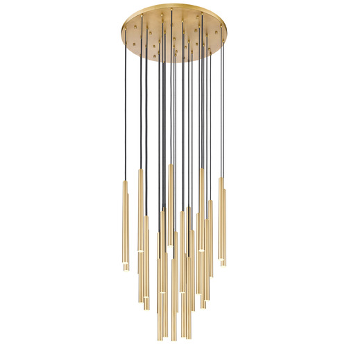 Z-Lite Forest Modern Gold LED Multi-Light Pendant with Cylindrical Shade