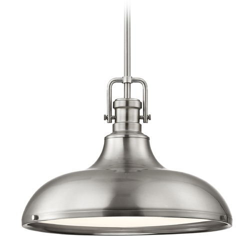 Industrial Satin Nickel Pendant Light 15.63-Inch Wide