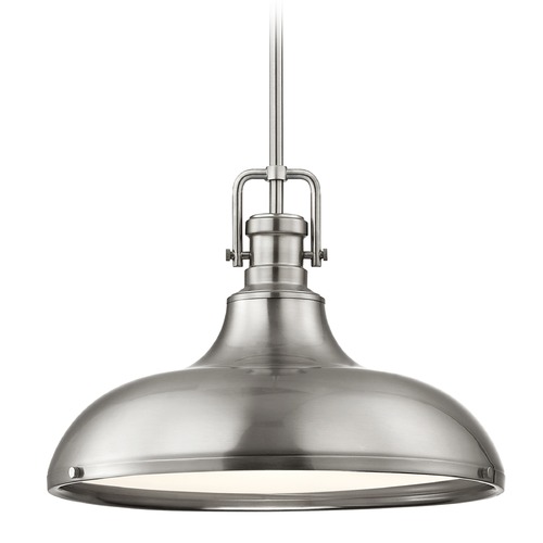 Design Classics Lighting Industrial Satin Nickel Pendant Light 15.63-Inch Wide 1763-09 SH1777-09 R1777-09