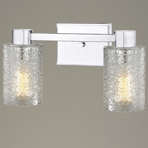 Design Classics Lighting 2-Light Ice Glass Bathroom Vanity Light Chrome 2102-26 GL1060C