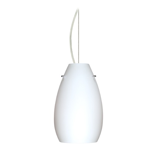 Besa Lighting Pera Satin Nickel LED Mini-Pendant Light with Oblong Shade