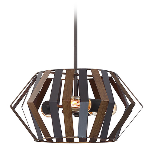 Bevelo 16-Inch Convertible Pendant in Wood & Bronze by Eurofase Lighting
