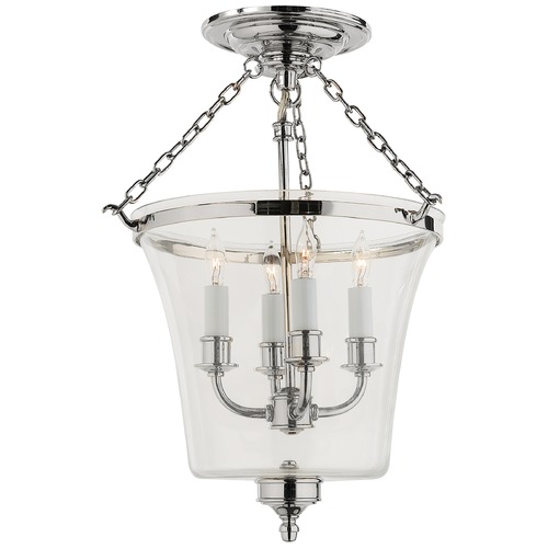 Visual Comfort Signature Collection E.F. Chapman Sussex Semi-Flush Bell Jar in Nickel by Visual Comfort Signature CHC2209PN