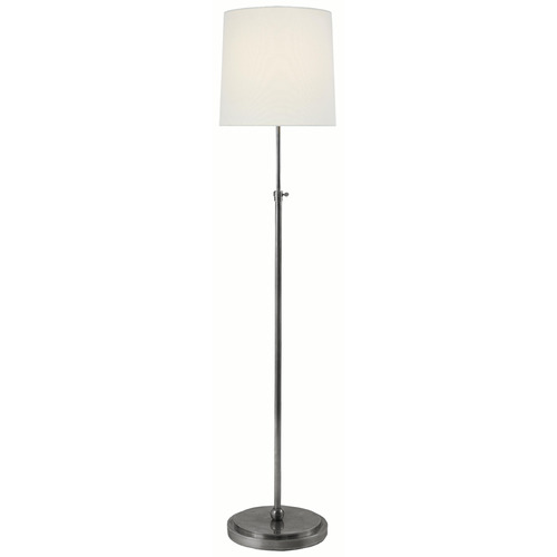 Visual Comfort Signature Collection Bryant Antique Silver Floor Lamp with Cylindrical Shade