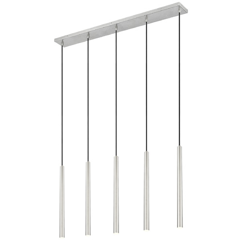 Z-Lite Forest Brushed Nickel LED Multi-Light Pendant with Cylindrical Shade