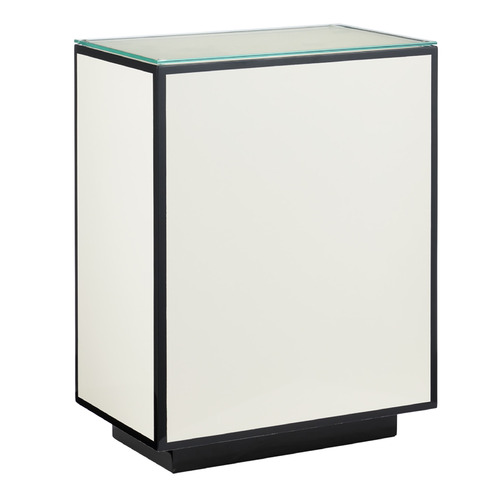 Currey and Company Lacquer White & Black & Clear Coffee & End Table