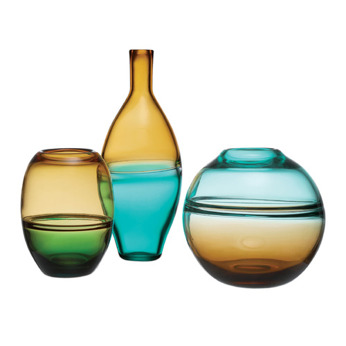 Currey and Company Tapio Aqua Blue & Amber & Green Vase