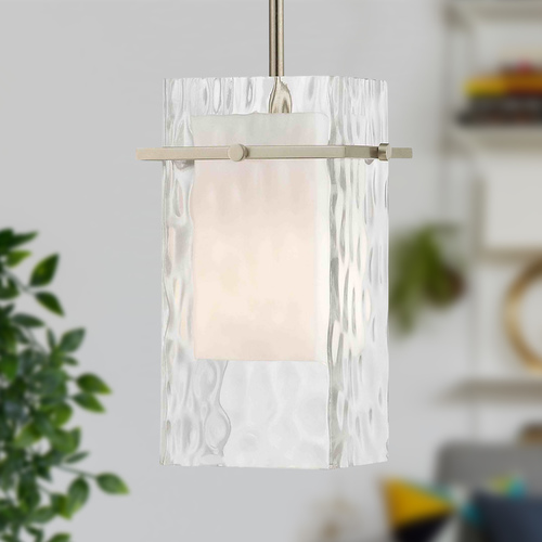 Satin Nickel Mini-Pendant Light with Water Glass