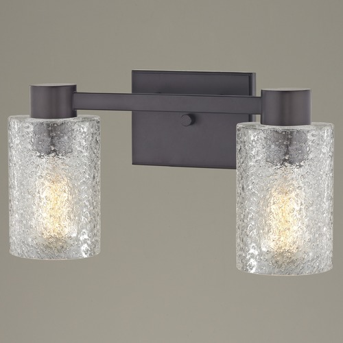 Design Classics Lighting 2-Light Ice Glass Bathroom Vanity Light Bronze 2102-220 GL1060C