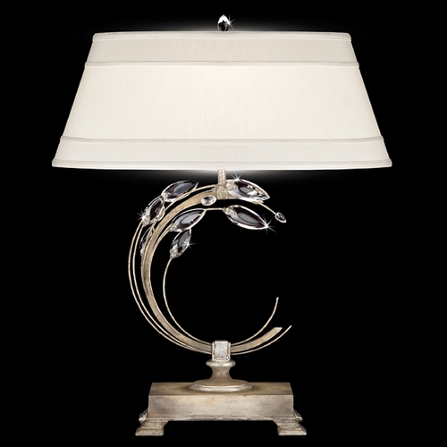 Fine Art Lamps Crystal Laurel Antiqued Warm Silver Leaf Table Lamp with Oval Shade