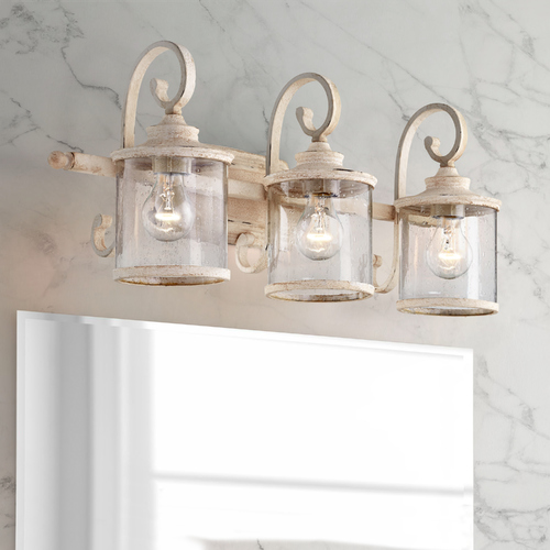 Seeded Glass Bathroom Light White by Quorum Lighting