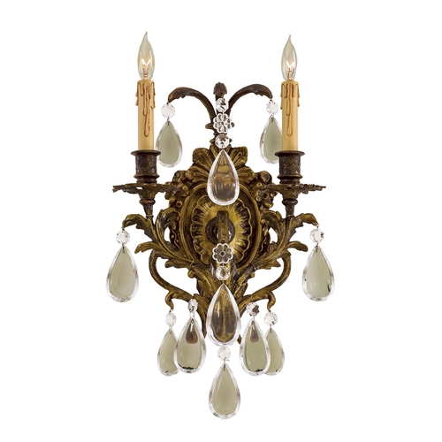 Crystal Two-Light Wall Sconce in Antique Bronze Patina by Metropolitan Lighting