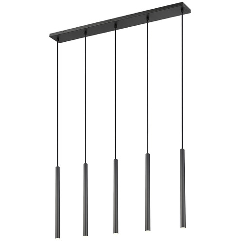 Z-Lite Forest Matte Black LED Multi-Light Pendant with Cylindrical Shade