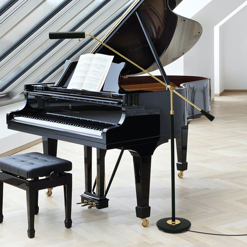 Grand Piano Counter Balance Floor Lamp in Black & Brass by House of Troy Lighting