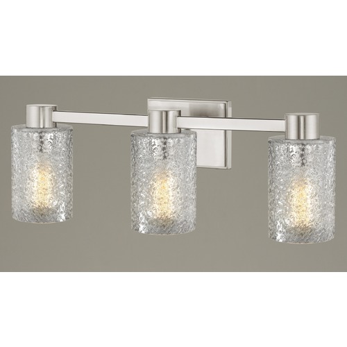 3-Light Ice Glass Bathroom Vanity Light Satin Nickel