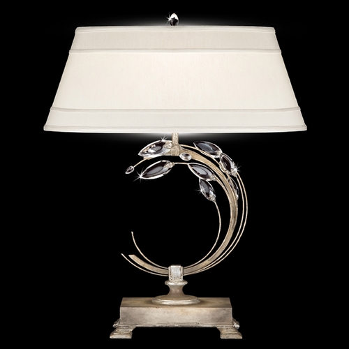 Fine Art Lamps Crystal Laurel Antiqued Warm Silver Leaf Table Lamp with Oval Shade