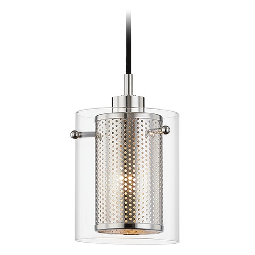 Mitzi by Hudson Valley Mitzi By Hudson Valley Elanor Polished Nickel Mini-Pendant Light with Cylindrical Shade H323701-PN