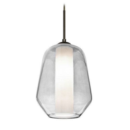 Besa Lighting Besa Lighting Link Bronze Mini-Pendant Light with Bowl / Dome Shade 1JT-LINKCL-BR