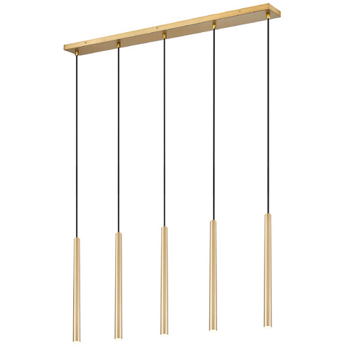 Z-Lite Forest Modern Gold LED Multi-Light Pendant with Cylindrical Shade